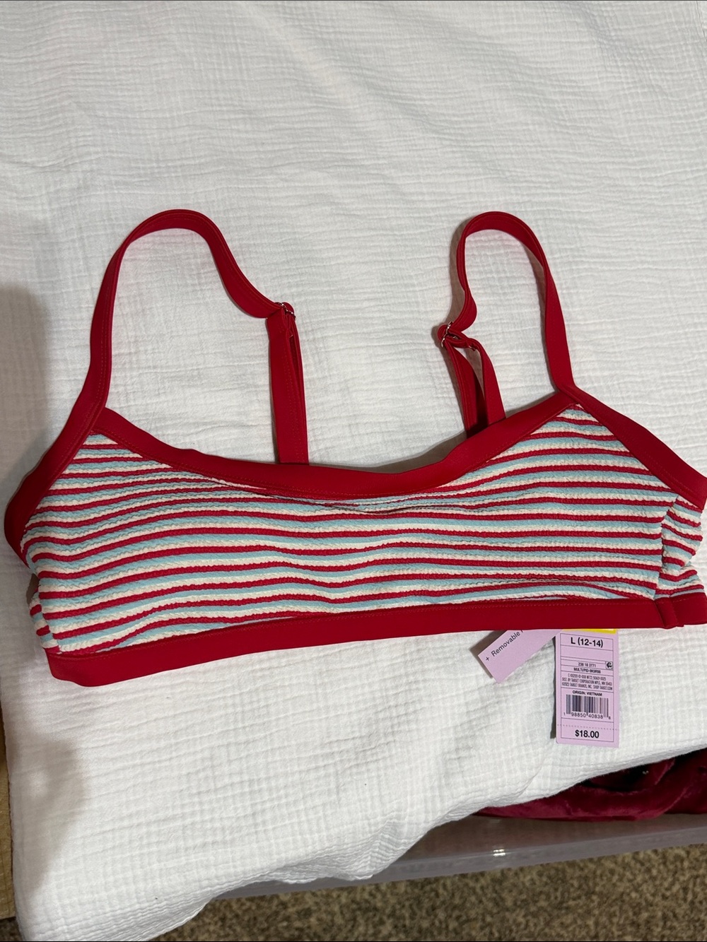 Target Red & White Striped Bikini Top